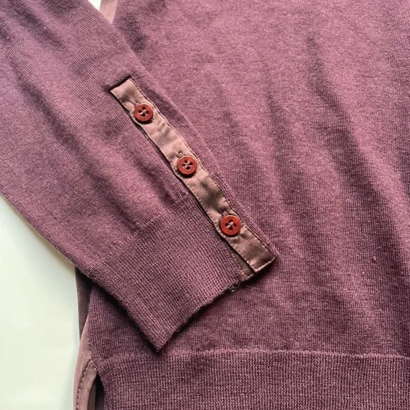 twin set simona barbieri Purple Button-Up Top sweater wool silk - Picture 6 of 10